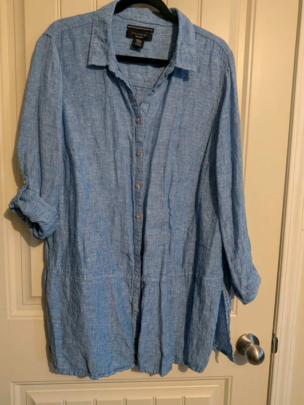Light Blue Linen Button-Up Tunic